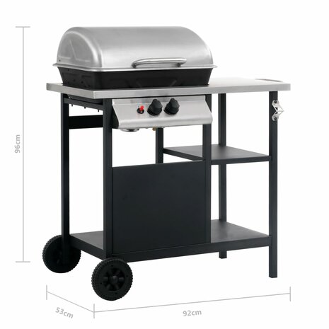 Gasbarbecue met 3-laags zijtafel zwart en zilverkleurig 8