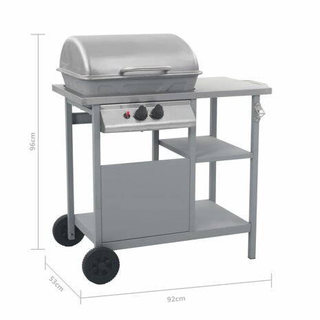 Gasbarbecue met 3-laags zijtafel zwart en zilverkleurig 9