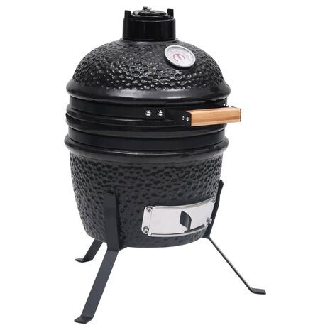 Kamado barbecue 2-in-1 56 cm keramiek zwart 1