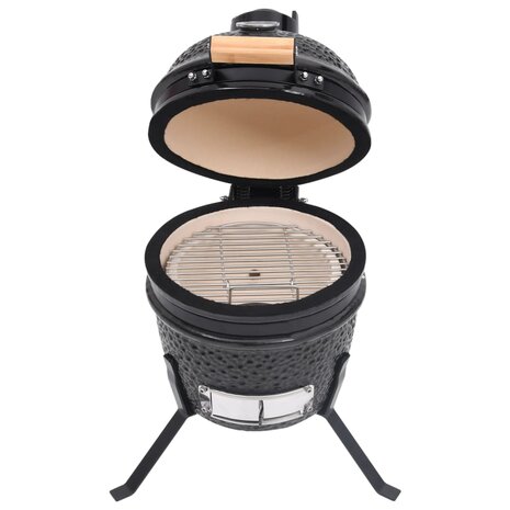 Kamado barbecue 2-in-1 56 cm keramiek zwart 2