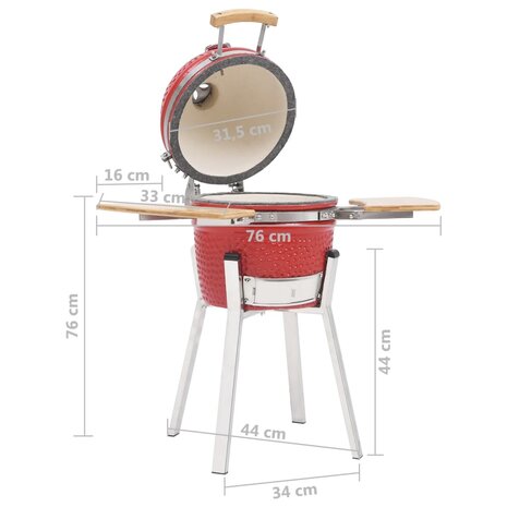 Kamado barbecue 76 cm keramiek 11