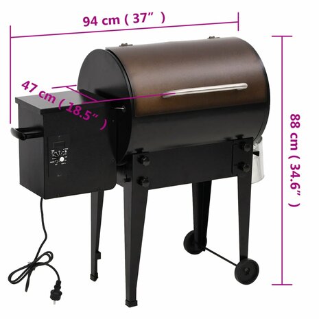 Pelletbarbecue 94 cm ijzer zwart 9