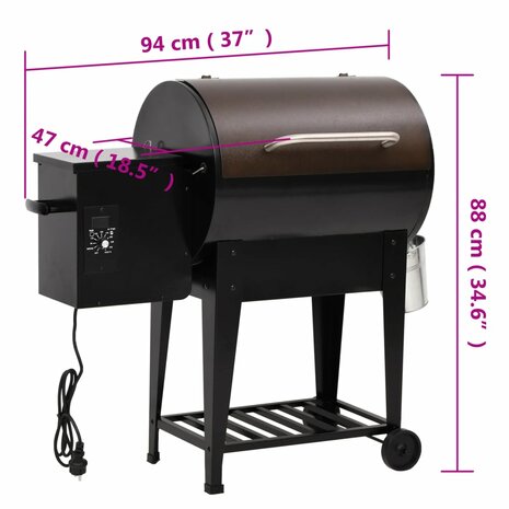 Pelletbarbecue met bodemplaat 94 cm ijzer zwart 10