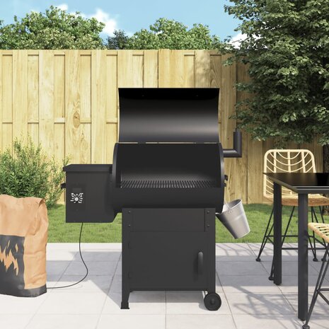 Pelletbarbecue met schoorsteen 104 cm ijzer zwart 1