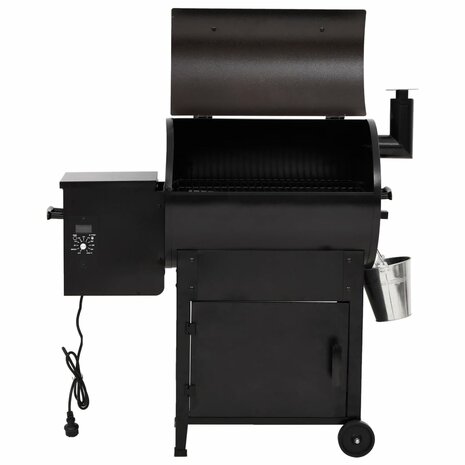 Pelletbarbecue met schoorsteen 104 cm ijzer zwart 5