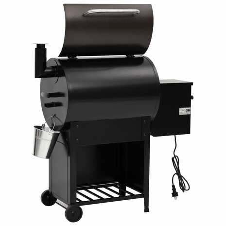 Pelletbarbecue met schoorsteen 104 cm ijzer zwart 7