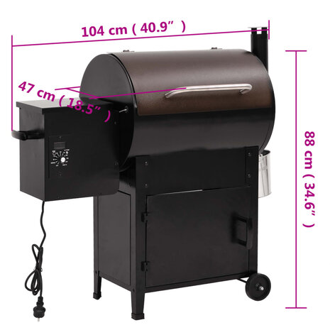 Pelletbarbecue met schoorsteen 104 cm ijzer zwart 11