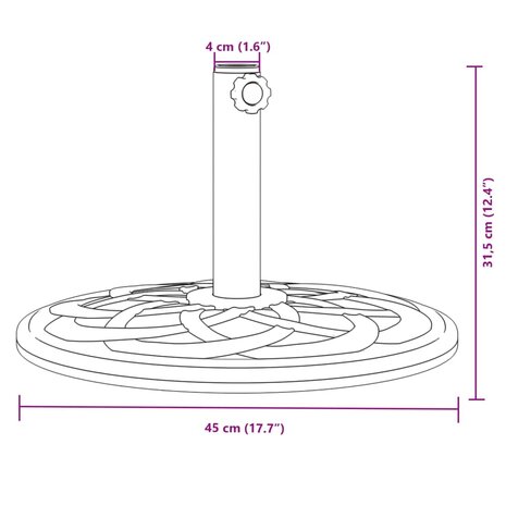 Parasolvoet voor stok van Ø38 / 48 mm 12 kg rond 8