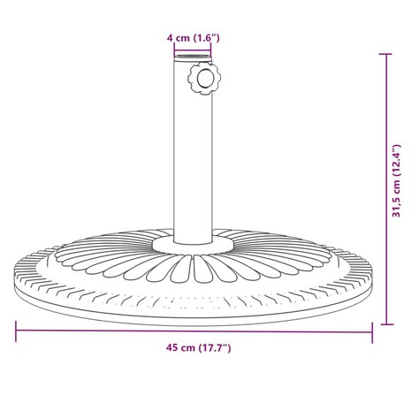 Parasolvoet voor stok van Ø38 / 48 mm 12 kg rond 8