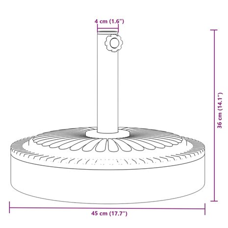 Parasolvoet voor stokken van Ø38 / 48 mm 25 kg rond 8