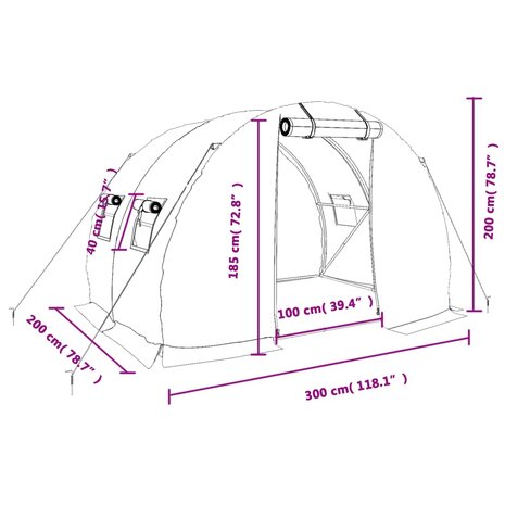 Tuinkas met stalen frame 6 m² 3x2x2 m 12