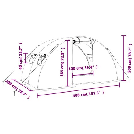 Tuinkas met stalen frame 8 m² 4x2x2 m 12