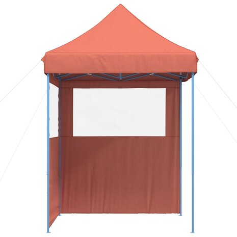 Partytent inklapbaar pop-up met 2 zijwanden terracottakleurig 4