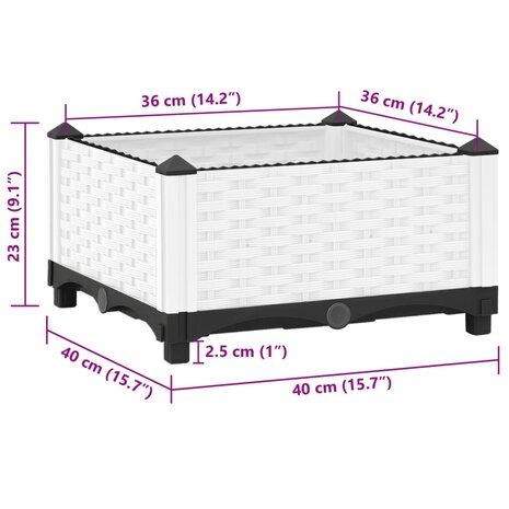 Plantenbak verhoogd 40x40x23 cm polypropeen 7