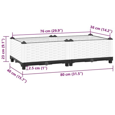 Plantenbak verhoogd 80x40x23 cm polypropeen 8