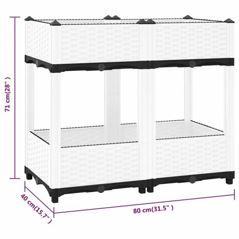 Plantenbak verhoogd 80x40x71 cm polypropeen 6