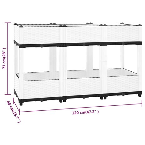 Plantenbak verhoogd 120x40x71 cm polypropeen 6