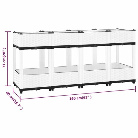 Plantenbak verhoogd 160x40x71 cm polypropeen 6