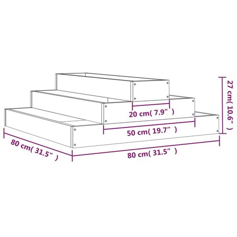 Plantenbak 80x80x27 cm massief grenenhout honingbruin 7