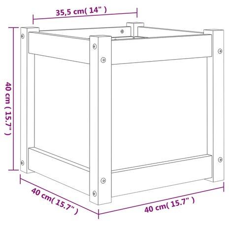 Plantenbak 40x40x40 cm massief grenenhout wit 11