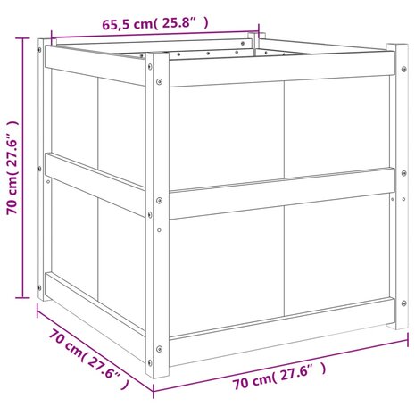 Plantenbak 70x70x70 cm massief grenenhout wit 11