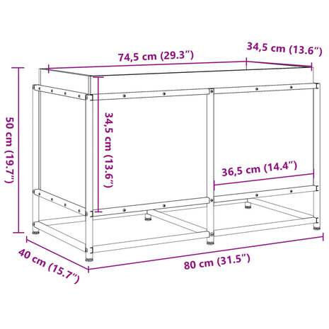 Plantenbak 80x40x50 cm massief grenenhout 10