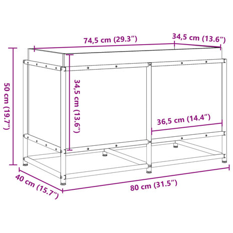 Plantenbak 80x40x50 cm massief grenenhout wit 10