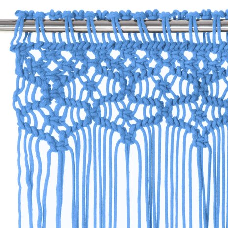 Gordijn macramé 140x240 cm katoen blauw 3