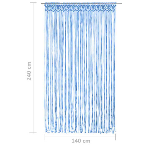 Gordijn macramé 140x240 cm katoen blauw 5