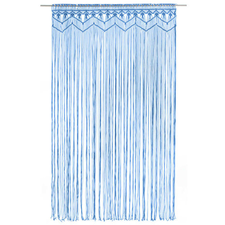 Gordijn macramé 140x240 cm katoen blauw 2