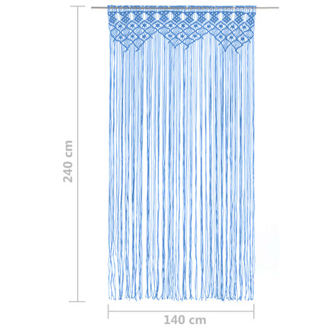 Gordijn macramé 140x240 cm katoen blauw 5