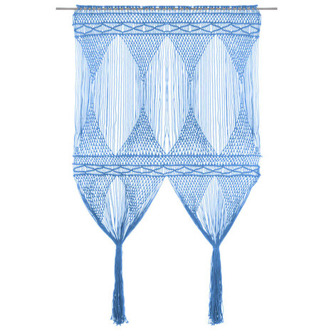 Gordijn macramé 140x240 cm katoen blauw 1