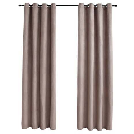 Gordijn verduisterend met metalen ringen 2 st 140x175 cm taupe 2