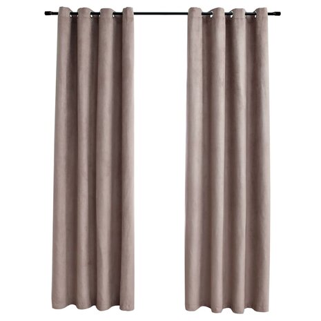 Gordijn verduisterend met metalen ringen 2 st 140x245 cm taupe 2