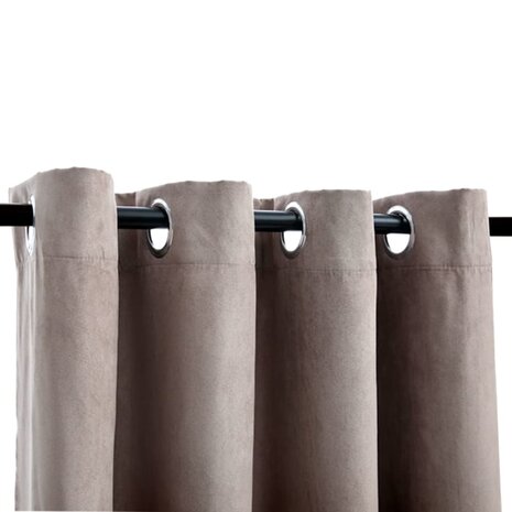 Gordijn verduisterend met metalen ringen 2 st 140x245 cm taupe 3