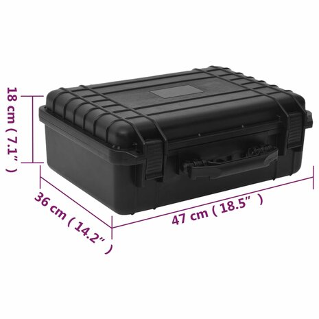 Flightcase draagbaar 47x36x18 cm PP zwart 8