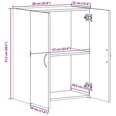 Archiefkast 60x32x77,5 cm bewerkt hout wit 10