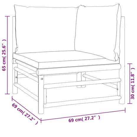 2-delige Loungeset met kussens bamboe lightgrijs 10