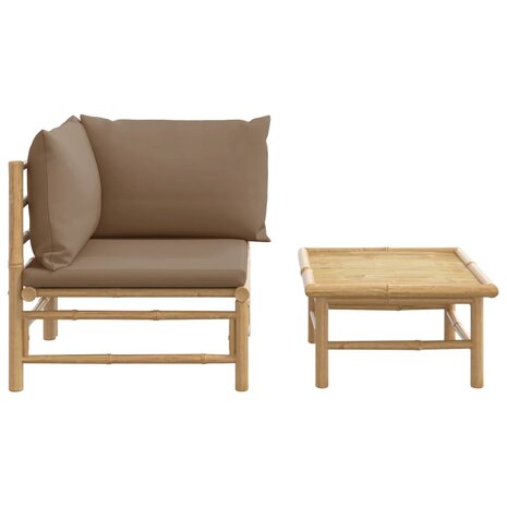 2-delige Loungeset met kussens bamboe taupe 3