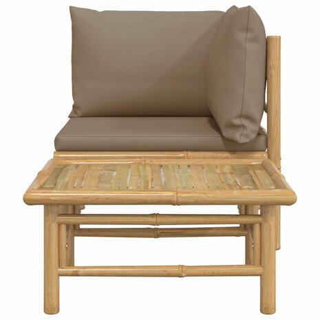 2-delige Loungeset met kussens bamboe taupe 4