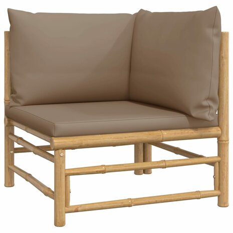 2-delige Loungeset met kussens bamboe taupe 6