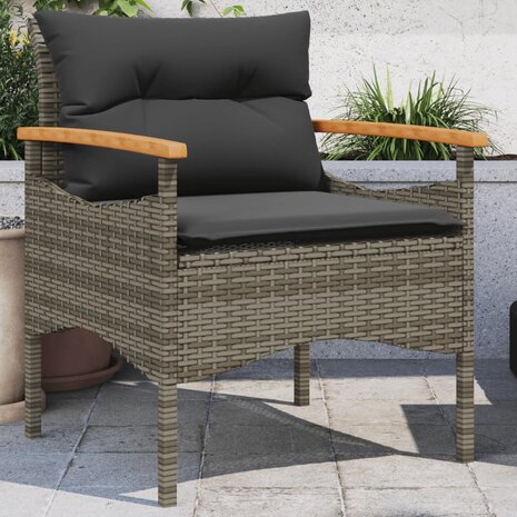 3-delige Loungeset met kussens poly rattan grijs 4