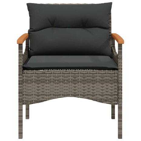 3-delige Loungeset met kussens poly rattan grijs 5