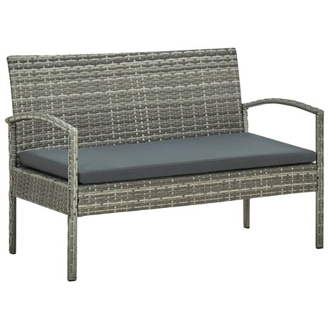 4-delige Loungeset met kussens poly rattan grijs 4