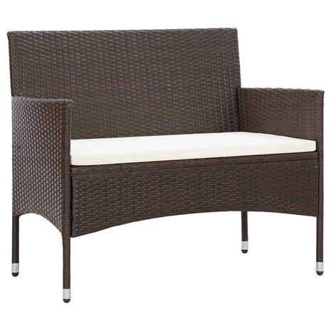 4-delige Loungeset met kussens poly rattan bruin 2