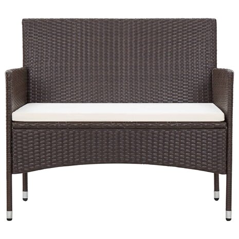 4-delige Loungeset met kussens poly rattan bruin 3