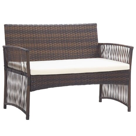 4-delige Loungeset met kussens poly rattan bruin 8