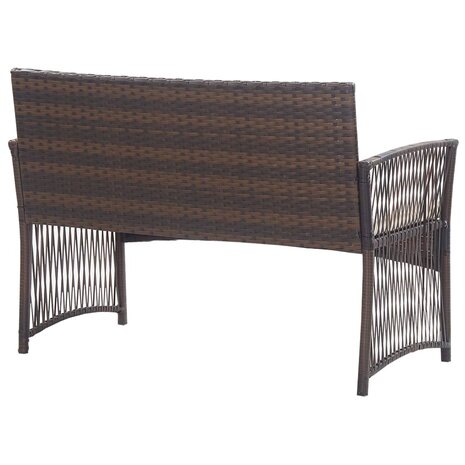 4-delige Loungeset met kussens poly rattan bruin 11