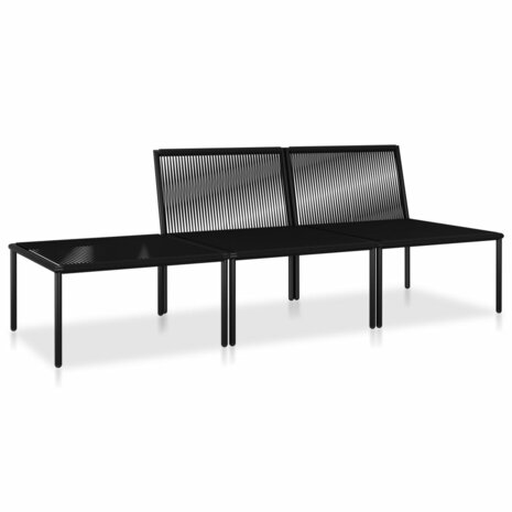 3-delige Loungeset met kussens PVC zwart 3