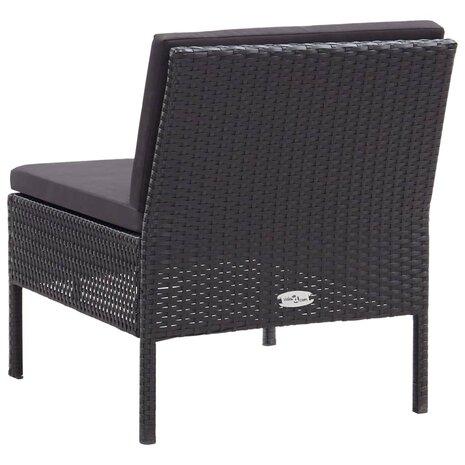 3-delige Loungeset met kussens poly rattan zwart 7